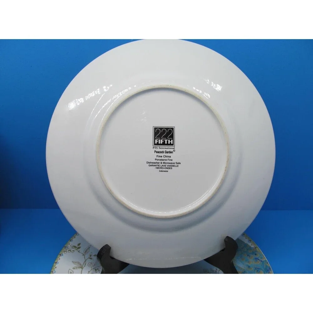 222 Fifth Peacock Garden Dinner Plates 10 3/4